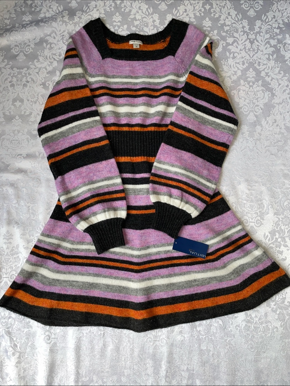 NWT Habitual Striped Crewneck Sweater Dress. Size 14. - Picture 1 of 4